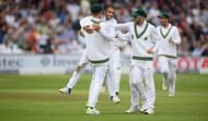 NOTTINGHAM, ENGLAND - JULY 15:  South Africa bowler Keshav Maharaj celebrates after bowling Jonny Bairstow during day two of the  2nd Investec Test match between England and South Africa at Trent Bridge on July 15, 2017 in Nottingham, England.  (Photo by Stu Forster/Getty Images)